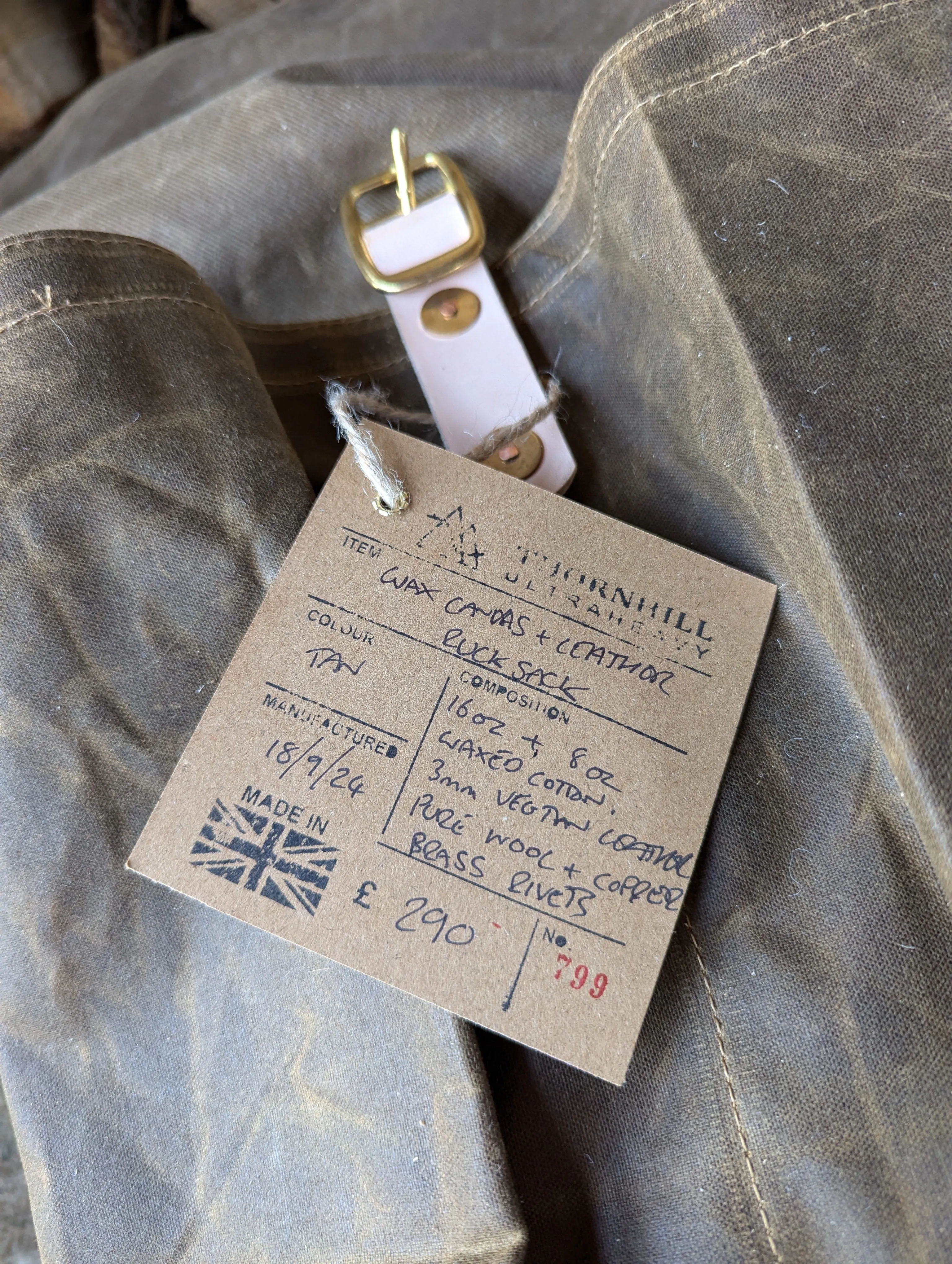 Bushcraft & travel rucksack - double lined waxed canvas & leather