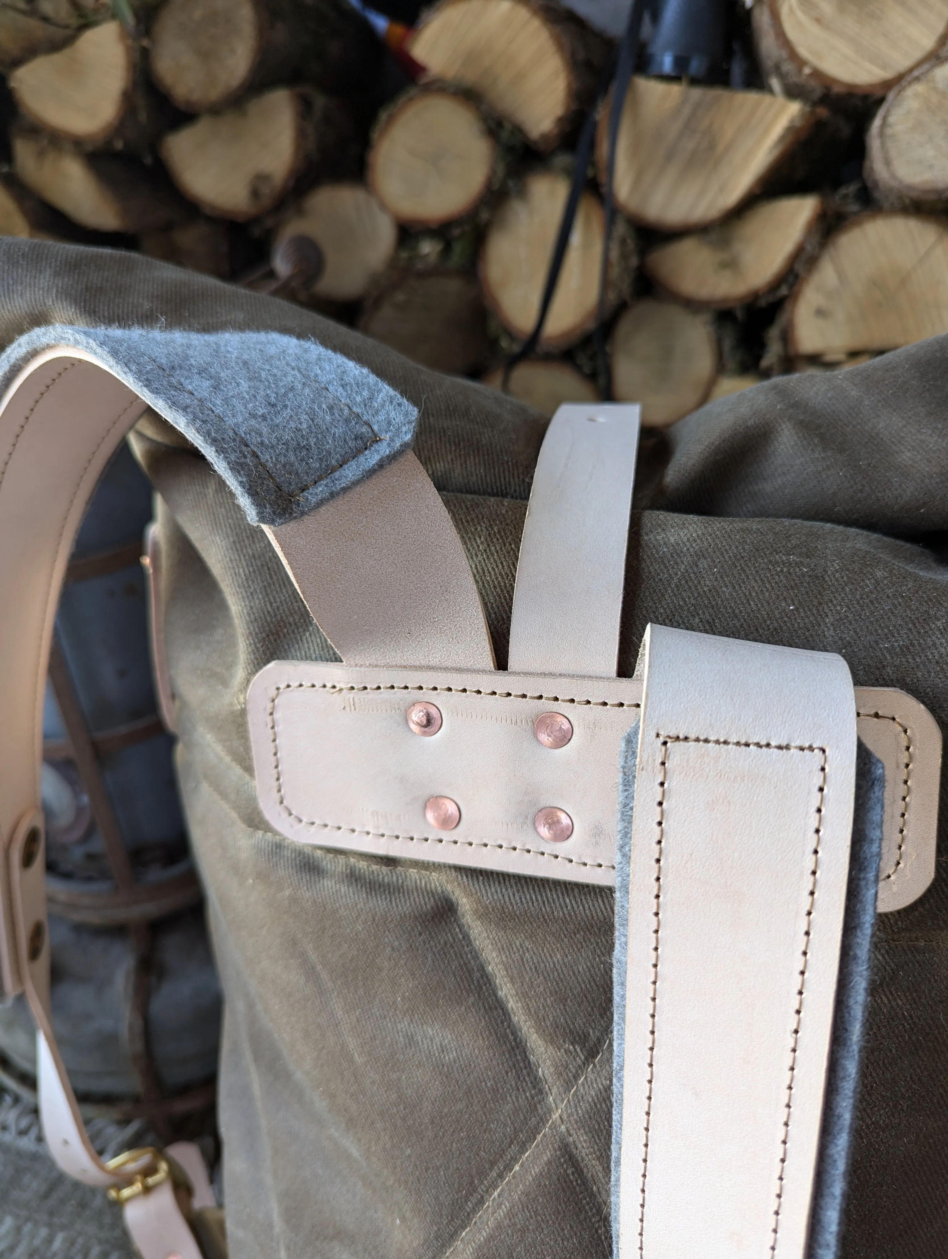 Bushcraft & travel rucksack - double lined waxed canvas & leather