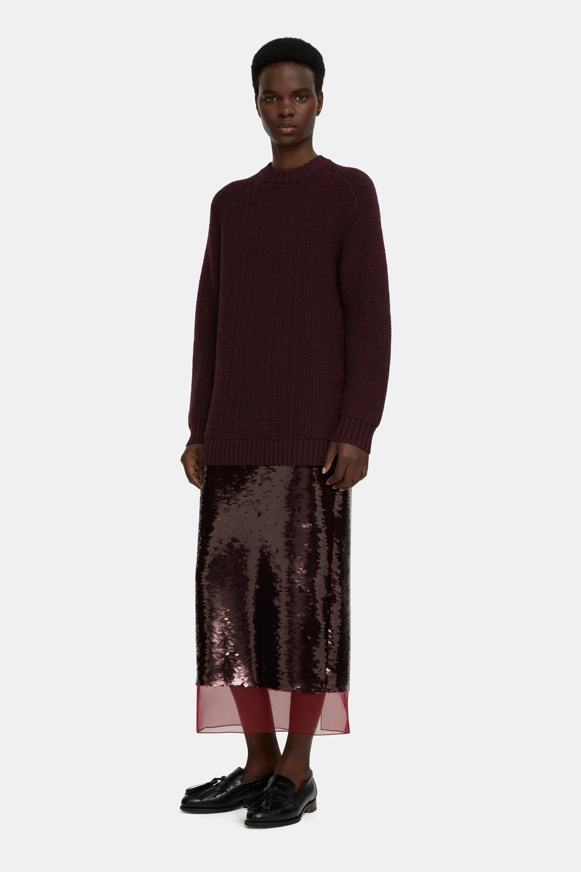 Combey Knitted Jumper in Burgundy