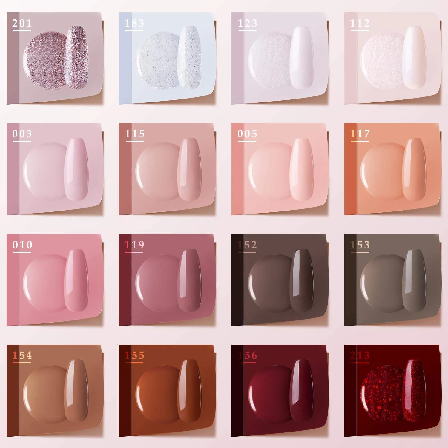 Gel Nail Polish Kit - Gellen 16 Colors Gel Polish Series, With Top&Base Coats, Warm Earth Tones Classic Brown/Nude/Red/Pins Fall Winter Home Gel Manicure Kit