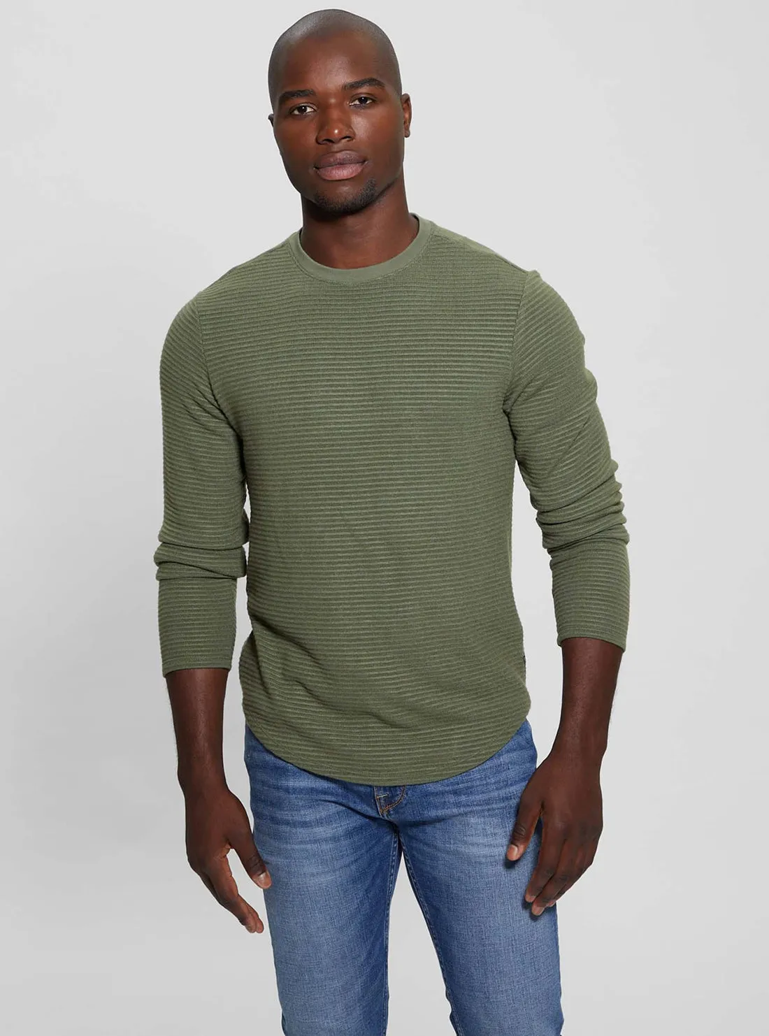 Green Hudson Linear Knit Jumper