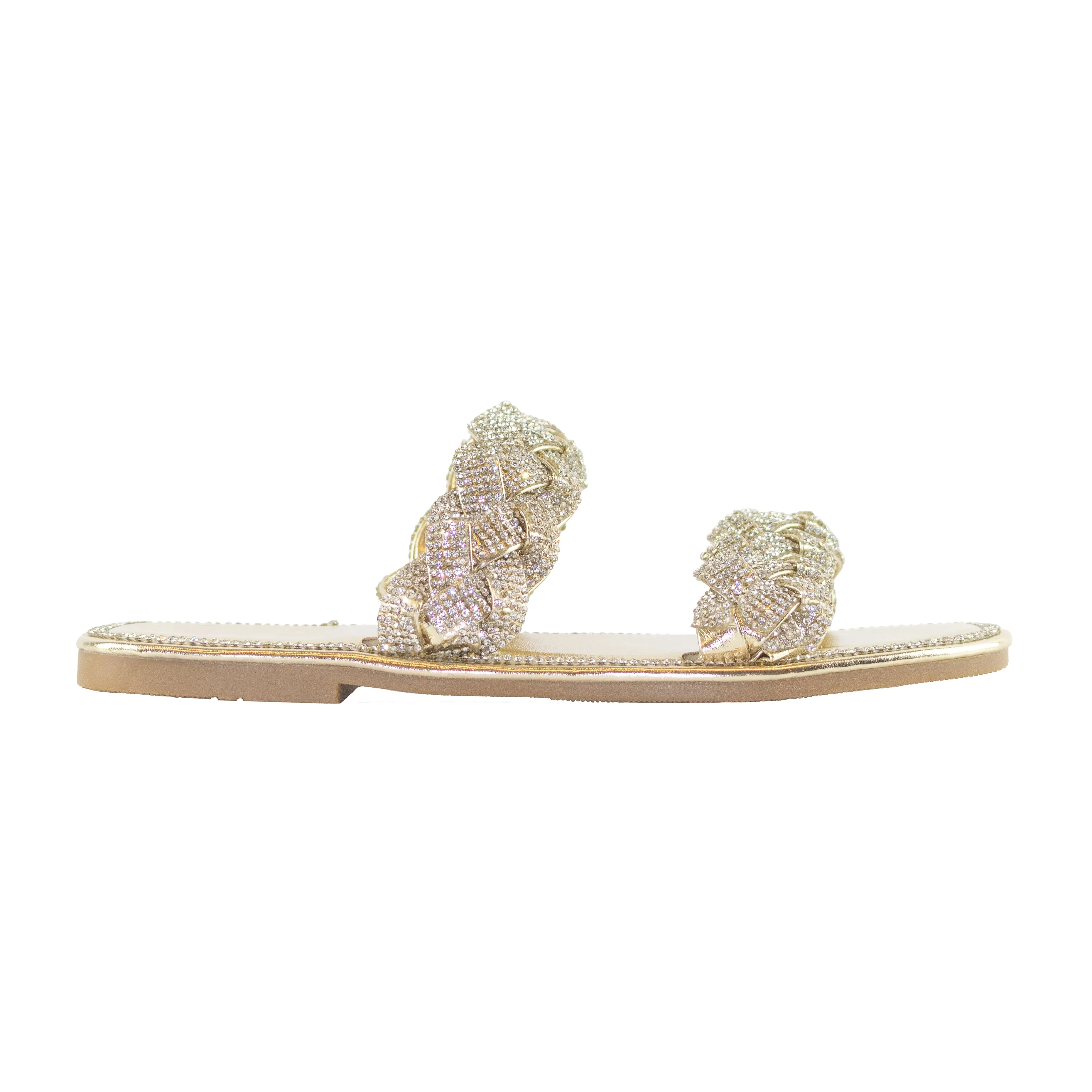 Maddy - Double Embellished Braided Strap Sandals, Easy Slip-On Design, Chic Summer Footwear, Lightweight & Comfortable, Perfect for Casual Outings