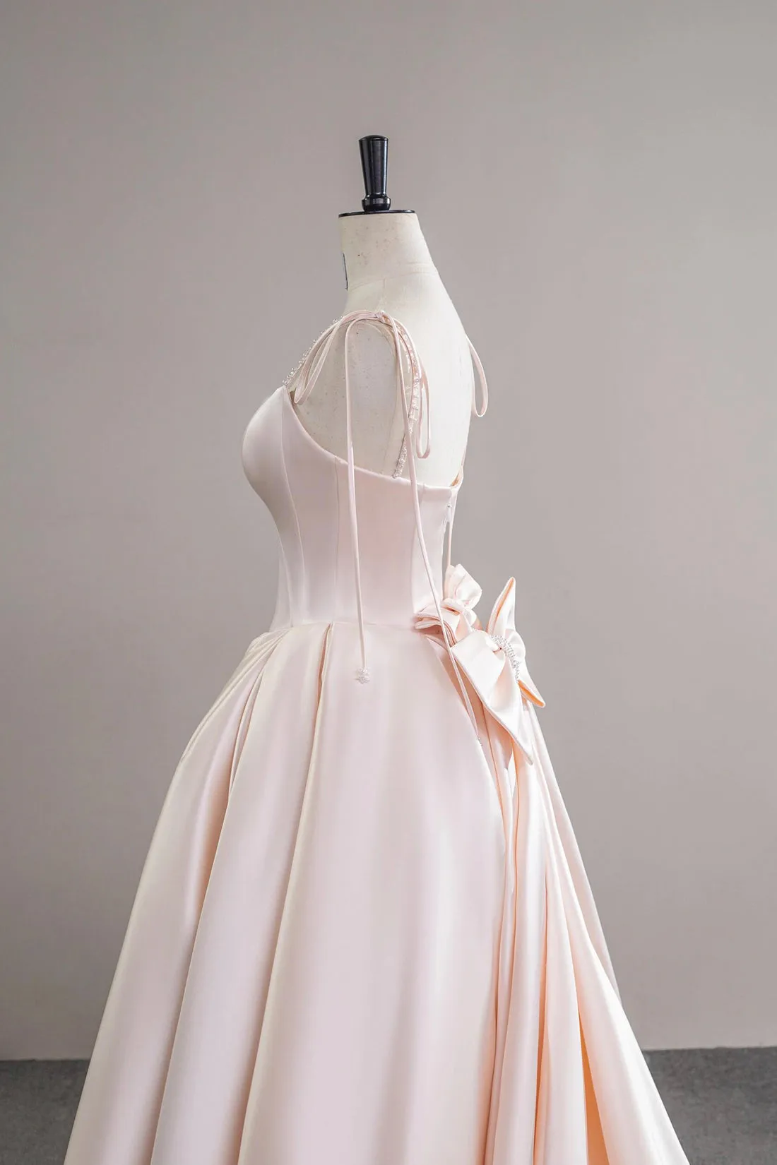 Pink Spaghetti Strap Satin Long Prom Dress, Beautiful A-Line Evening Party Dress