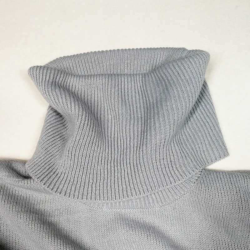 Turtleneck Long Lantern Sleeves Loose Long Women Oversized Pullover Sweater