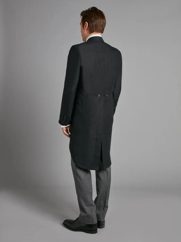 Unlined Morning Coat - Black Linen