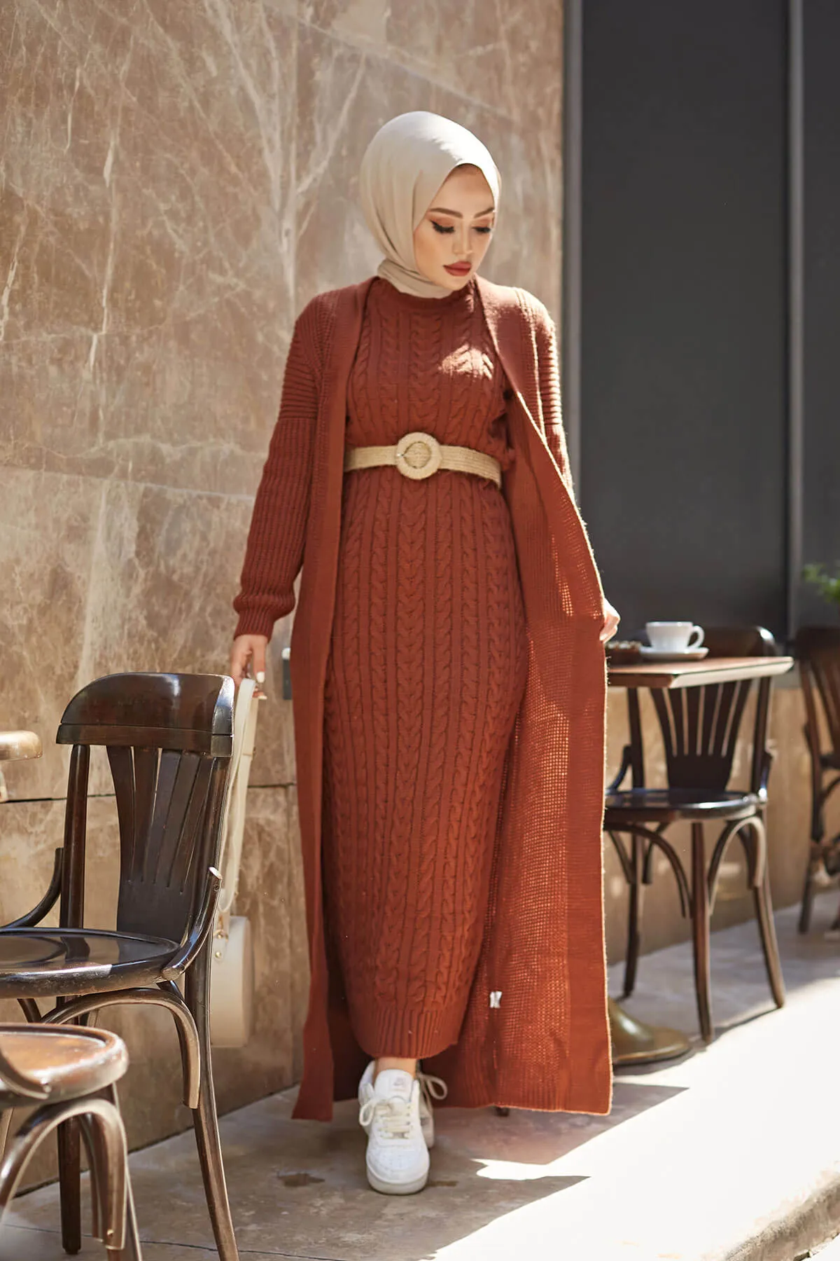 ZRF Women Knit Brick Cardigan Dress Suit - Bowling Green